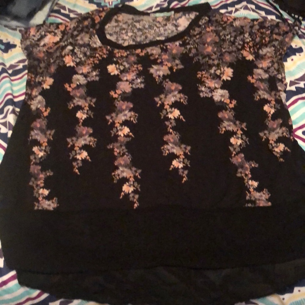 Black flower shirt
